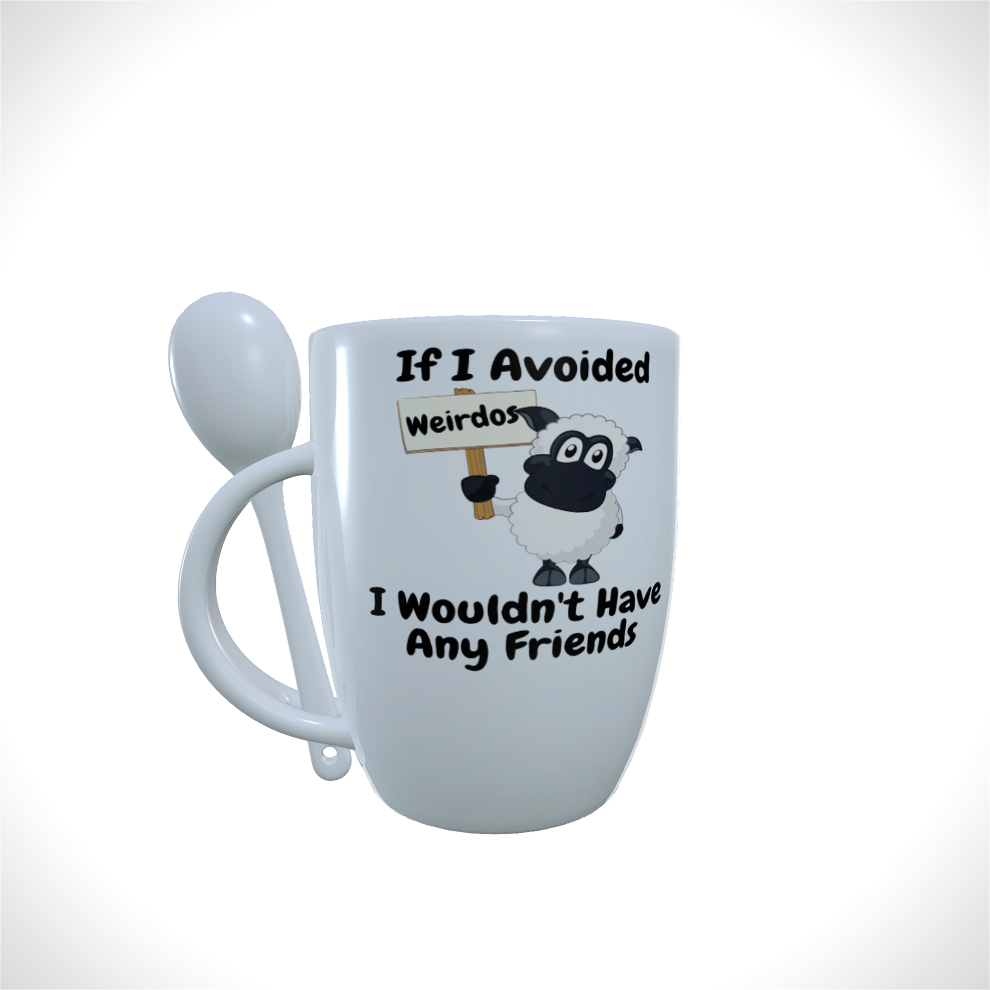 Sheep Mug and Spoon Set, Funny Sheep Mug, Hot Chocolate Mug - Click Image to Close